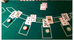 To deal blackjack, start by shuffling the deck and then dealing cards one at a_time face up to each player, moving clockwise from the dealer's left. Then deal one face-down card to the dealer. After that, deal another face-up card to each player, followed by another face-down card for the dealer.