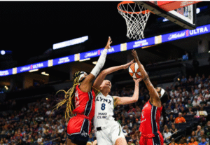 Minnesota Lynx is playing against Washington Mystics on Aug 8, 2025 at 11:30:00 PM UTC. The game is played at Target Center. This game is part of WNBA.