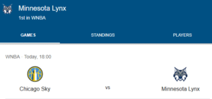 Minnesota Lynx will play the next match on Jul 12, 2025, 5:00:00 PM UTC against Chicago Sky in WNBA. When the match starts, you will be able to follow Chicago .