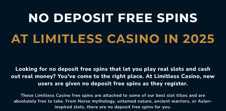 No Deposit Free Spins at Limitless Casino in 2025