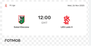Sokół Kleczew - ŁKS Łódź II online and TV broadcast, stream for free (26/11/2025)